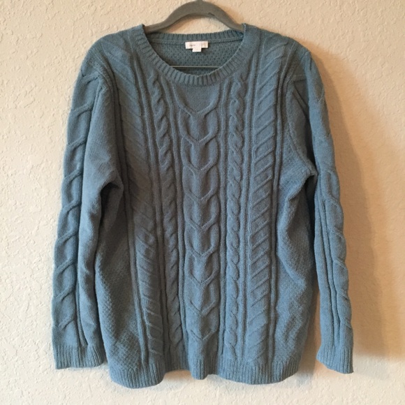 J. Jill Teal Chenille Cable Knit Sweater J. Jill Teal Chenille Cable Knit Sweater